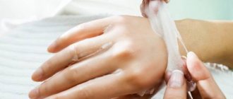 The process of removing paraffin from hands